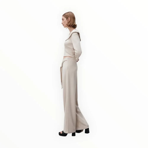 ZARA | Mink | SOFT WIDE LEG PANTS - Picture 5 of 10